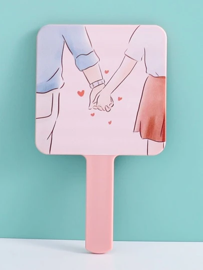 1个人物图案手持镜，化妆，便宜，房间装饰，梳妆台，旅行，卧室，化妆配件，镜子，梳妆镜，迷你镜，粉盒镜，小镜子，手镜，便宜，圣诞礼物，化妆，化妆工具，便宜货，礼物，女士礼物，圣诞礼物，赠品，旅行，便宜货，旅行必备