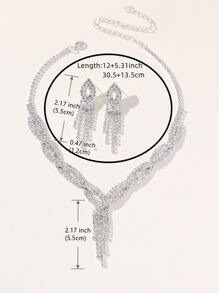 3pcs/set Rhinestone Decor Jewelry Set Copper Jewelry - Silver - View 4