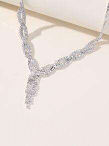 3pcs/set Rhinestone Decor Jewelry Set Copper Jewelry - Silver - View 5