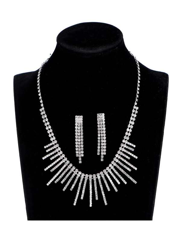 3pcs/set Rhinestone Decor Jewelry Set Copper Jewelry SHEIN USA