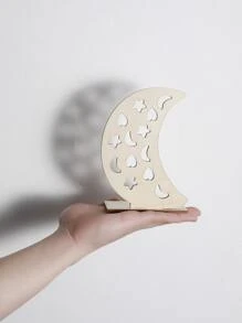 1入組月亮形狀裝飾現代木月亮設計工藝品 - 卡其色 - 查看 3