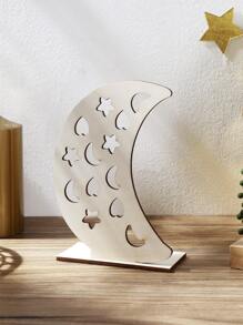 1入組月亮形狀裝飾現代木月亮設計工藝品 - 卡其色 - 查看 4