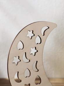 1入組月亮形狀裝飾現代木月亮設計工藝品 - 卡其色 - 查看 5