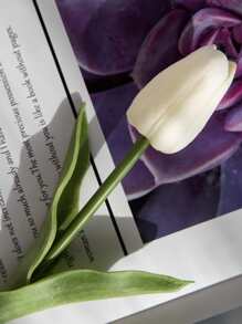 5pcs Artificial Tulip, Simple PU White Artificial Flower For Home,Fake Plants,Fall Decor,Room,Desk,Garden Decor,Room Decoration Stuff Easter - Beige - View 2