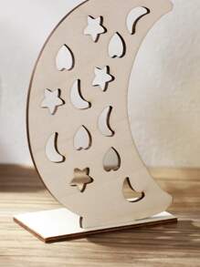 1入組月亮形狀裝飾現代木月亮設計工藝品 - 卡其色 - 查看 6