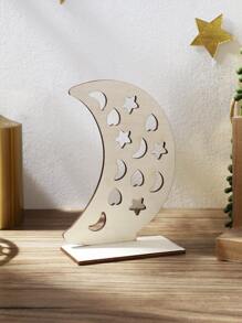 1入組月亮形狀裝飾現代木月亮設計工藝品 - 卡其色 - 查看 7