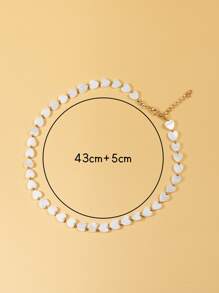 1入組歐美風格女士時尚貝殼和釘珠心形墜飾項鍊,適用於日常穿著