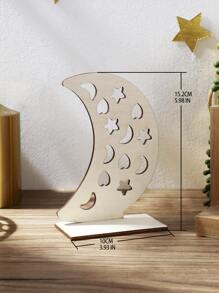 1入組月亮形狀裝飾現代木月亮設計工藝品 - 卡其色 - 查看 8