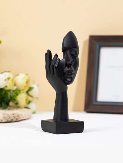 1pc Creative Polyresin Decoration Craft, Modern Black Abstract Figure Design Ornament For Home Decor Best Gifts Birthday Graduation