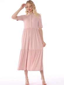 فستان صيفي نسائي مريح وانيق لون وردي - Màu Hồng baby - Xem 1