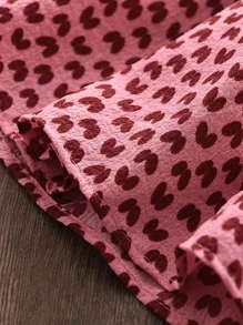 Young Girls' Heart Print Bubble Sleeve Dress - Pink - View 4