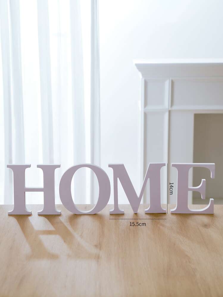 4 pièces/set Décoration artisanale avec design de lettres, décoration d'art en plastique blanc pour la maison. Décoration de bureau idéale pour la maison. Meilleurs cadeaux - Blanc - Voir 6