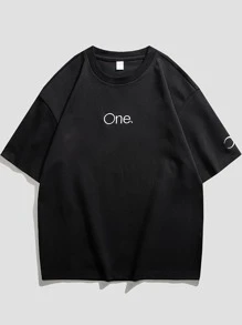 Men Letter Graphic Tee - Black - View 4