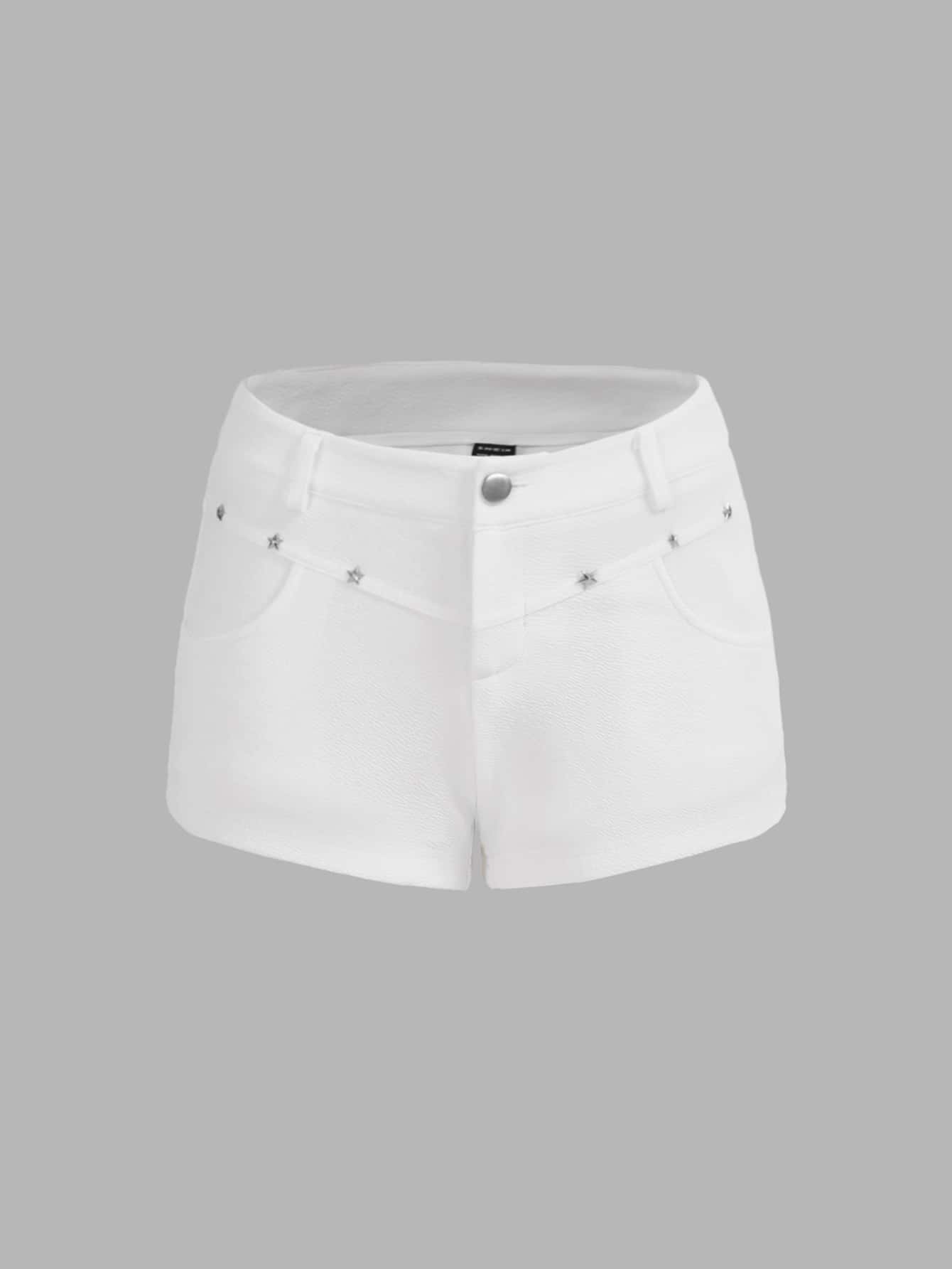SHEIN ICON Low Rise Solid Slant Pocket Shorts - White - View 1
