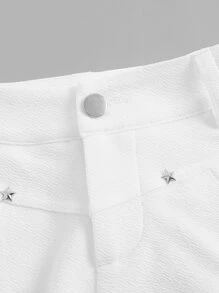 SHEIN ICON Low Rise Solid Slant Pocket Shorts - White - View 5