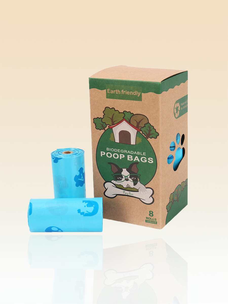 8 rollos Bolsa de heces de mascota hueso & con estampado de coche - Azul - Ver 1