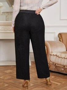 Mulvari Plus High Waist Glitter Straight Leg Trousers - Black - View 2