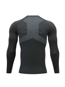 Manfinity Fitness Men Polka Dot Print Raglan Sleeve Sports Tee Workout Tops,Men Compression Top Jersey Men Joggers Jersey Men - Black - View 2
