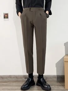Ngày lễ tình nhân Nam Túi nghiêng Quần skinny Quần tây - Cà phê nâu - Xem 5