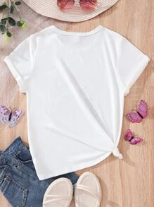 Girls Butterfly & Floral Print Tee - White - View 2