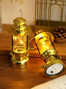 1 pieza de plástico LED Decoración vintage portátil LED Decoración linterna para fiesta - Amarillo - Ver 3