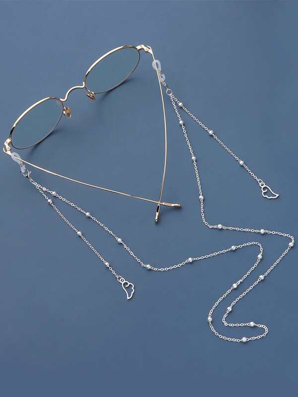 قطعة واحدة، سلسلة نظارات بتصميم جديد على شكل أجنحة ملاك ، ذات طابع أنيق وأنيق لربط النظارات الشمسية أو النظارات الطبية ، حامل نظارات مبتكر بسلسلة من الخرز وحلقة لتعليق قناع، إكسسوارات نظارات للسيدات