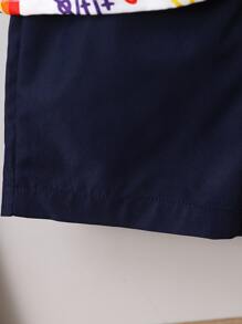 SHEIN 小男童卡通圖案襯衫和短褲不帶T恤