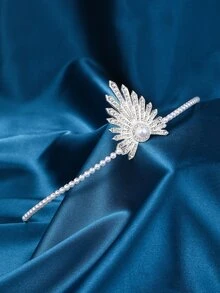 Băng đô cài tóc cô dâu đính ngọc trai sang trọng dành cho nữ, thích hợp cho đám cưới, lễ trưởng thành (Quinceañera), các cuộc thi sắc đẹp, dạ hội và các dịp khác. - Bạc - Xem 3