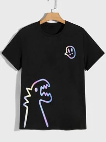 Manfinity Men Plus Cartoon Graphic Tee - Black - View 3