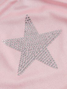 SHEIN ICON Rhinestone Star Pattern Backless Halter Top - Baby Pink - View 4