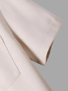 Manfinity Men Pocket Patched Shirt & Drawstring Waist Shorts Without Tee - Apricot - View 4