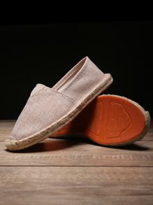 Vacation Espadrille Shoes Women Linen Slip On Flats - Beige - View 3