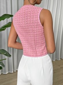 Chiquease Button Front Blazer Vest - Hot Pink - View 2