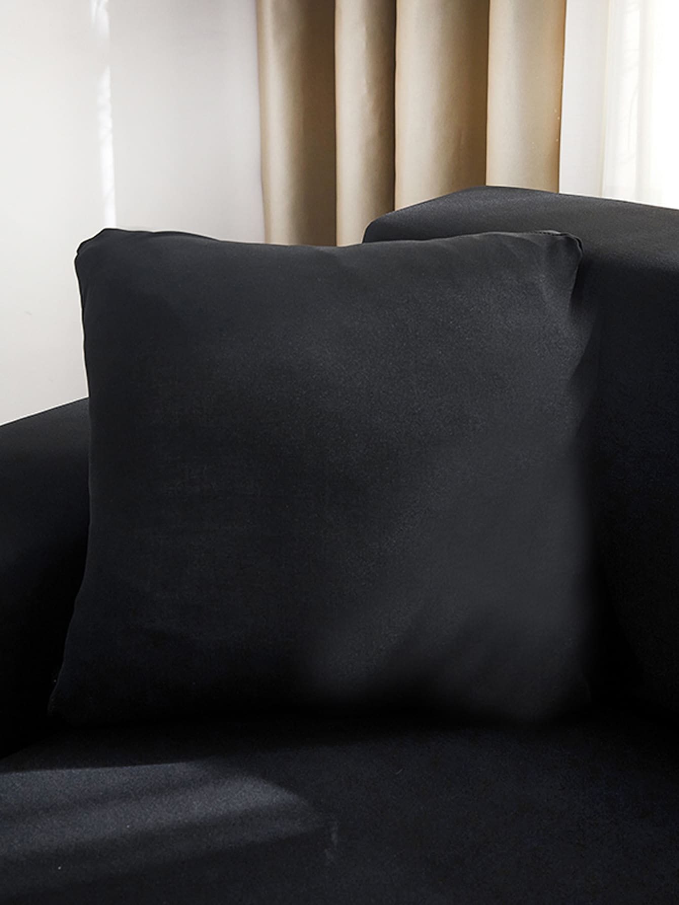 1 Chắc Chắn Đệm, Đơn Giản Màu Đen Vải Gối Cho Phòng Ngủ Ghế Sofa Phòng Khách, Gối Lắp Không Bao Gồm - màu đen - Xem 1