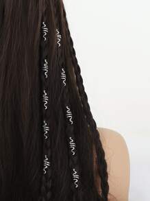 10入組蛇設計電話線髮圈 - 銀色 - 查看 1