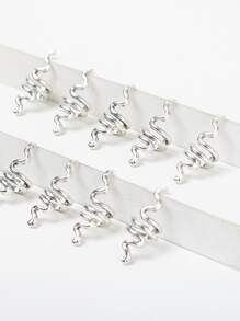 10入組蛇設計電話線髮圈 - 銀色 - 查看 3
