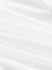 SHEIN MOD Sweetheart Neck Ruched Lettuce Trim Crop Top - White - View 4