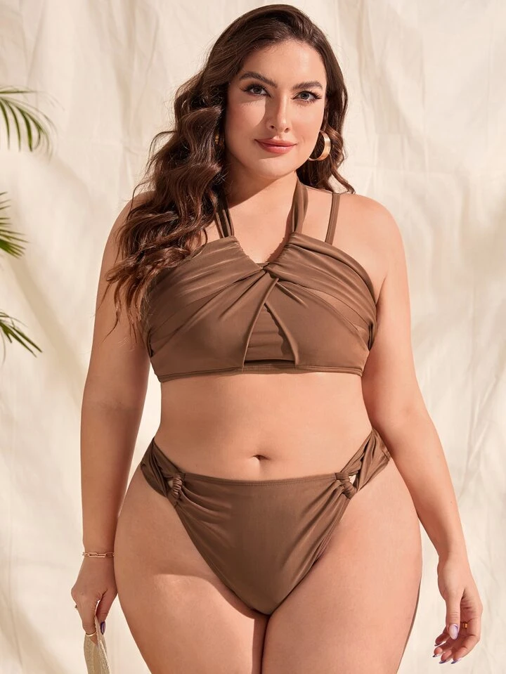 ruched halter bikini