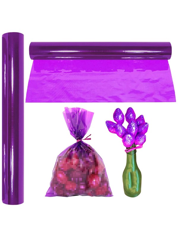 1pc Purple Cellophane Wrap Roll, Translucent Cellophane Wrapping Paper