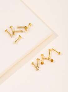 完美穿孔12入組/套水鑽和圓球裝飾面部穿孔不銹鋼男女款無需穿孔隔墊身體首飾