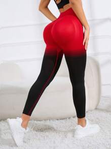 Easithlete Two Tone Tummy Control Sports Leggings - Multicolor - View 2