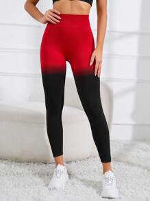 Easithlete Two Tone Tummy Control Sports Leggings - Multicolor - View 4