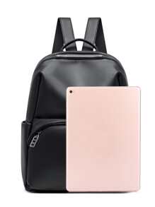 Mochila clásica impermeable, ligera y portátil con relieve Litchi - Negro - Ver 5