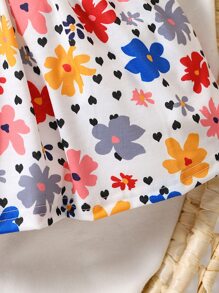 Bebé Vestido con estampado floral ribete con fruncido