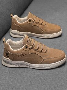 男士字母細節跑步鞋前綁帶運動鞋 - 卡其色 - 查看 4