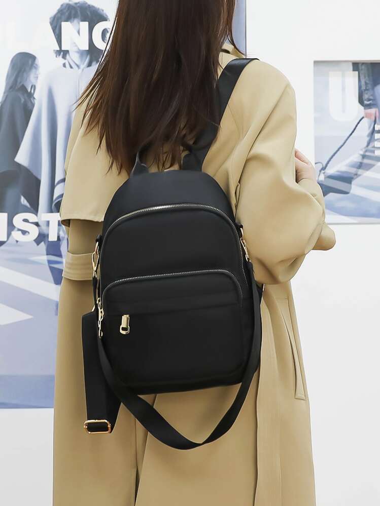 Mochila pequeña minimalista y duradera para mujer de estilo clásico y casual, portátil para niñas adolescentes, estudiantes universitarias, novatas y trabajadoras de oficina. Perfecta para llevar al trabajo, negocios, para tus desplazamientos diarios y con gran capacidad para llevar tu portátil. También apta para niños y hombres. Perfecta para la universidad, escuela elementa, media, alta, el estadio, deportes y viajes cortos. Ligera y resistente. - Negro - Añade 1