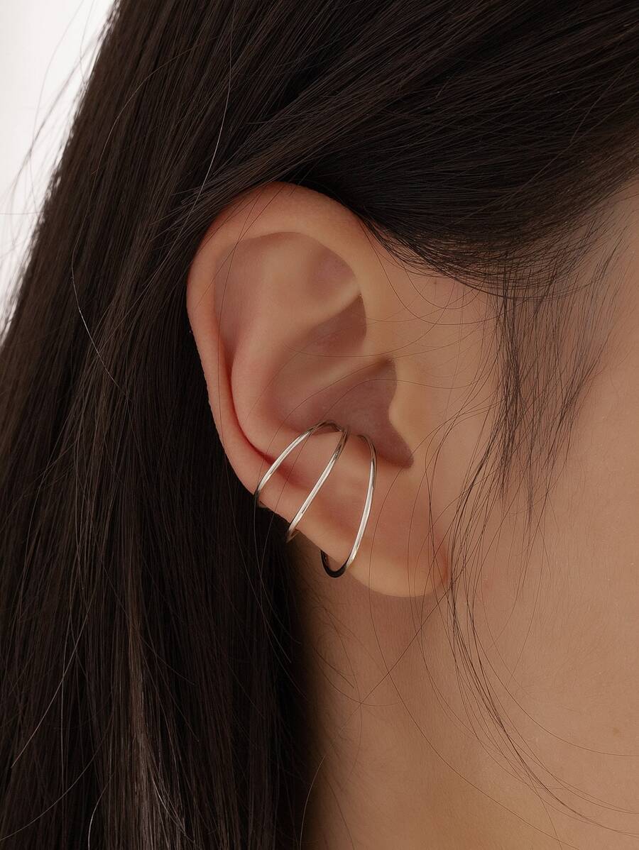 1入組極簡耳夾銅首飾類 - 銀色 - 查看 1
