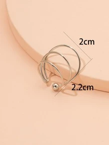 1入組極簡耳夾銅首飾類 - 銀色 - 查看 4