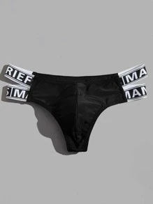 Áo lót Nam Ruy băng Lá thư - màu đen - Xem 1