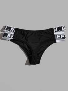 Áo lót Nam Ruy băng Lá thư - màu đen - Xem 2